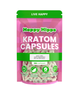 HAPPY HIPPO KRATOM CAPSULE 100CT / 50G / 1.8OZ - GHOST HIPPO / BORNEO WHITE VEIN