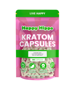 HAPPY HIPPO KRATOM CAPSULE 100CT / 50G / 1.8OZ - SUNSHINE HIPPO / MAENG DA YELLOW VEIN