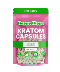 HAPPY HIPPO KRATOM CAPSULE 100CT / 50G / 1.8OZ - TICKLE ME PINK HIPPO / MAENG DA WHITE VEIN / MAENG DA RED VEIN