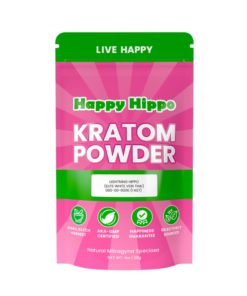 HAPPY HIPPO KRATOM POWDER 227G / 8OZ - LIGHTNING HIPPO / THAI WHITE VEIN