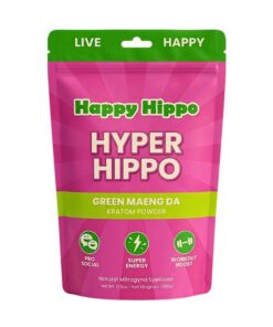 HAPPY HIPPO HYPER HIPPO KRATOM POWDER 500G / 17.6OZ - GREEN MAENG DA