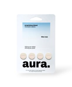 AURA. PROPRIETARY BLEND KRATOM CHEWABLE TABLETS 100MG 4CT - BLUE RAZZ