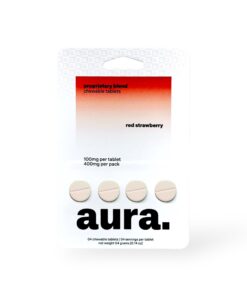 AURA. PROPRIETARY BLEND KRATOM CHEWABLE TABLETS 100MG 4CT - RED STRAWBERRY